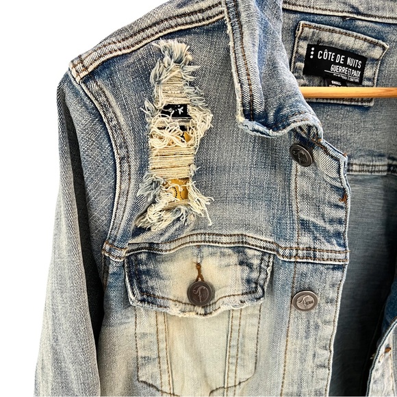 MEN’S Cote De Nuits Multi-Bandana Distressed Jean Jacket Size Small - Picture 5 of 14